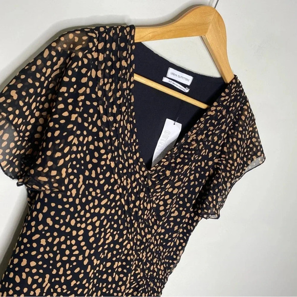 ✨NWT Urban Outfitters UO Black Tan Printed Rosalee V-Neck Mini Dress Size Small - Picture 3 of 11